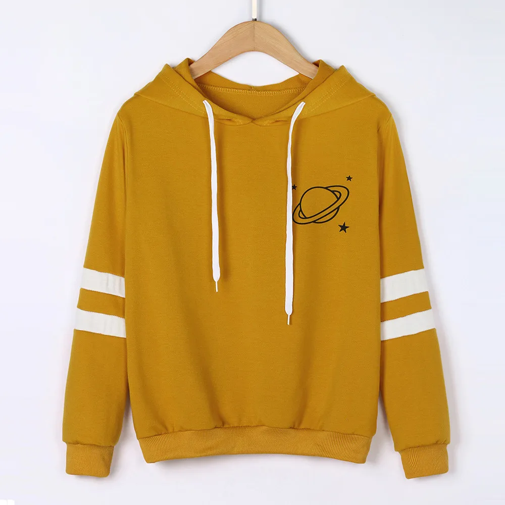 Женская толстовка с капюшоном длинным рукавом и принтом планеты|fashion hoodies women|hoodies