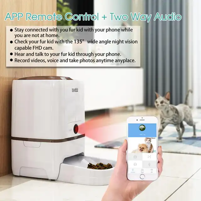 Iseebiz 6l Pet Feeder Wifi Remote Control Smart Automatic Pet