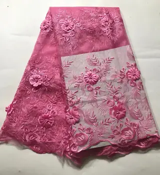 

2019 Latest Nigerian Laces Fabrics High Quality African Laces Fabric For Wedding Dress French Tulle Lace With purple pink green