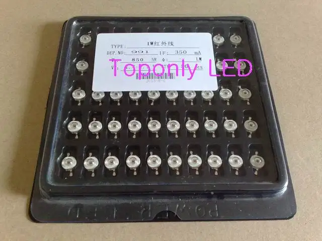 

1w 850nm ir high power led diode lamp Epistar high quality infrared lighting beads for security use 1000pcs/lot DHL freeshipping