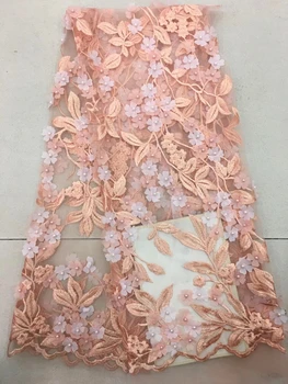 

3d Lace Fabric 2019 High Quality Lace Wine African Lace Appliqun with Beaded Embroidered Lace Trim for Nigerian Wedding ALC-W004