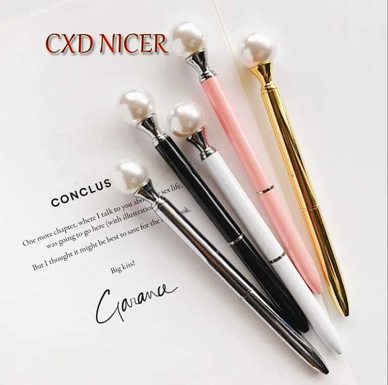 

Pearl Metal Ballpoint Pen Gift Stationery Press Ballpoint Pens Black Refill Gold Silver Ballpen Office Supplies DD2511