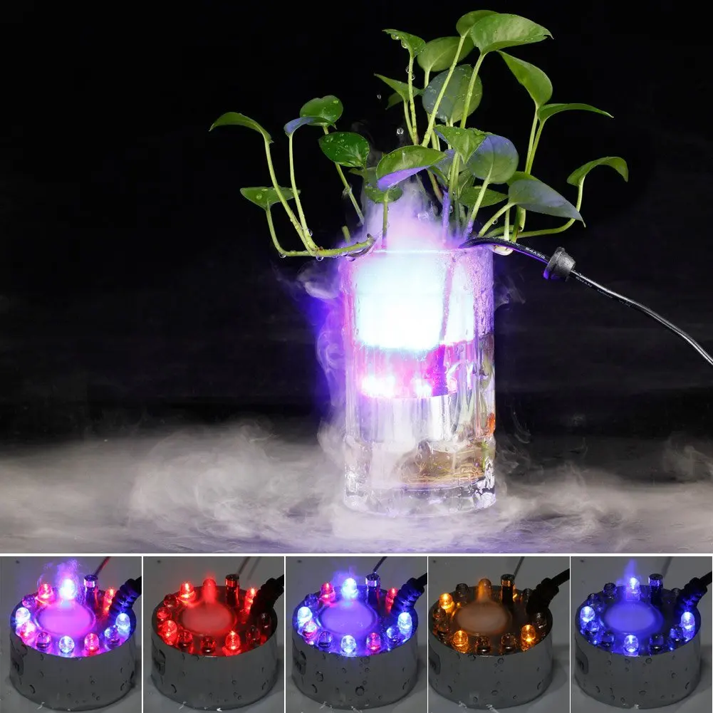 Top Sale 12 LED Fountain Mist Maker Light Mister Foggers with AC Adapter Automatically Color Pattern Changes (White) Top Sale 12 LED Fountain Mist Maker Light Mister Foggers with AC Adapter Automatically Color Pattern Changes (White)