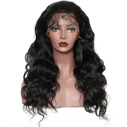 Тело волна Full Lace парик их натуральных волос прозрачным кружевом парики для Для женщин с ребенком волос предварительно сорвал бразильские