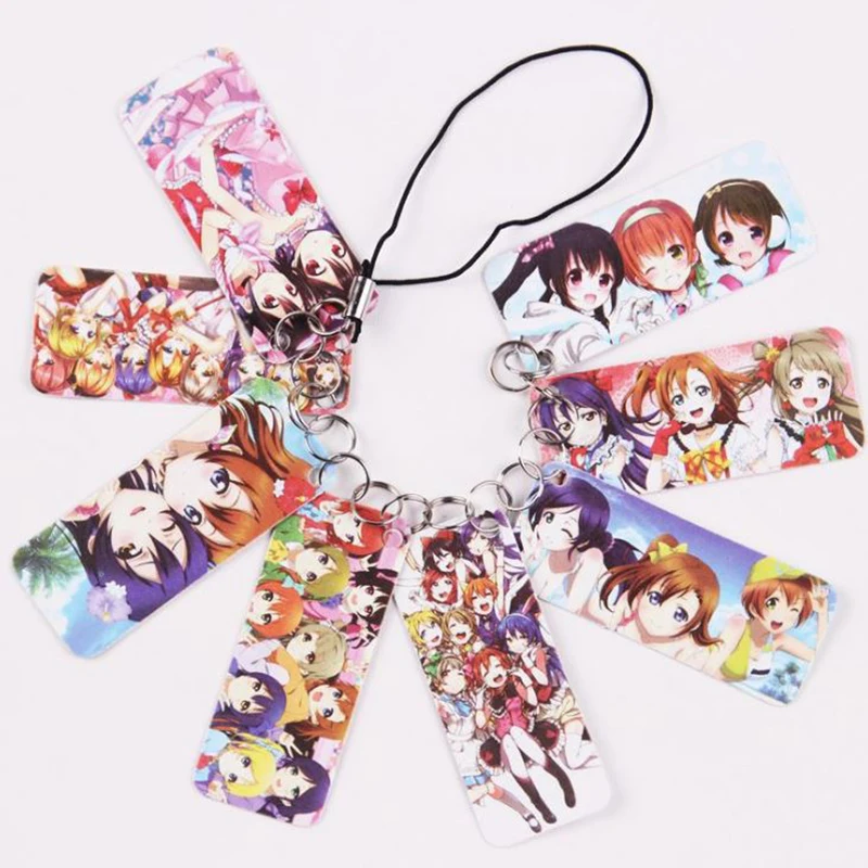 

1 Pc Hot sale Cartoon Anime Love live Photo PVC 8 Cards String Keychain Keyring Bag Accessories Figure toy