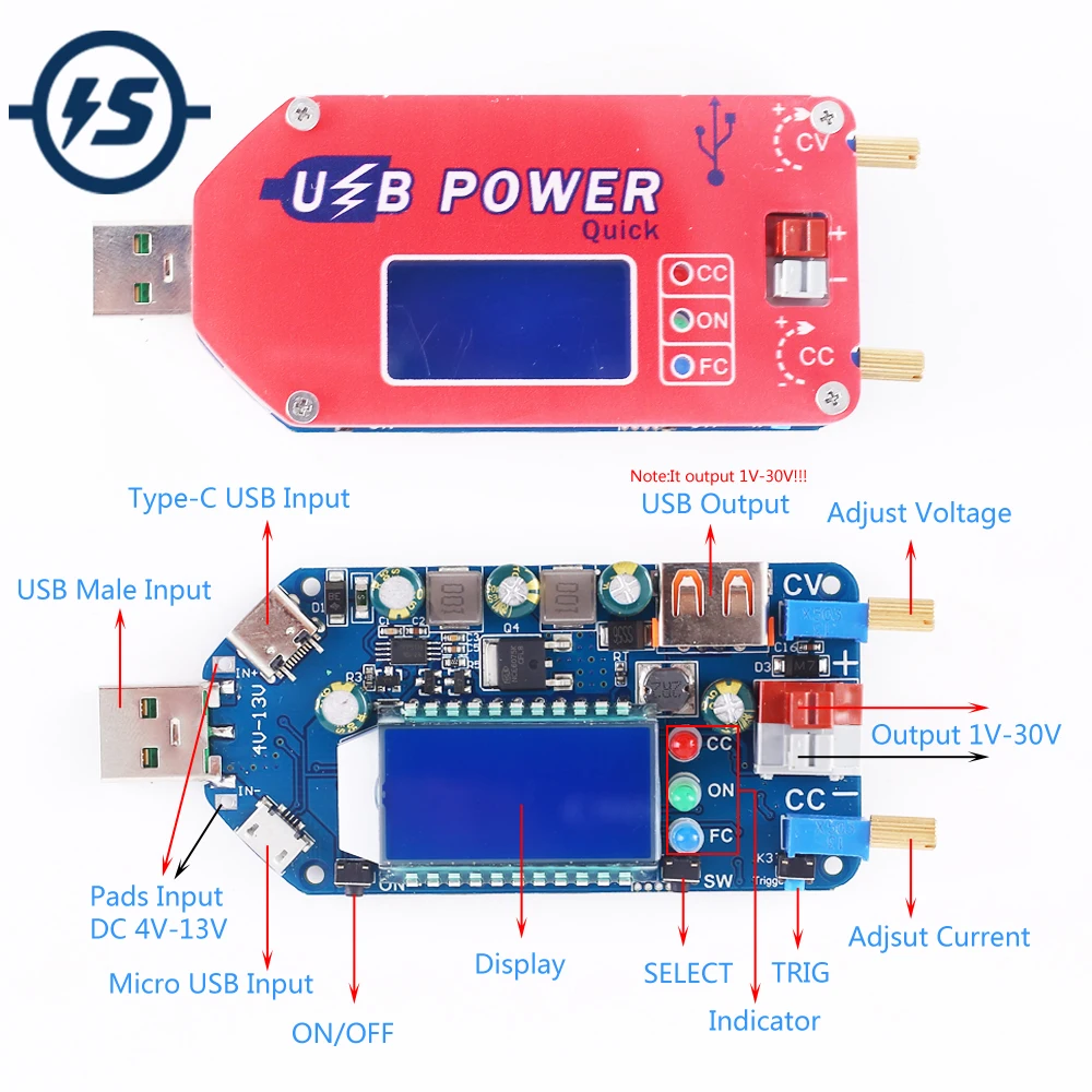 USB Повышающий Модуль питания 15 Вт повышающий регулируемый вентилятор преобразователя регулятор скорости потенциометра ЖК-дисплей