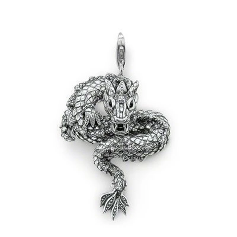 Silver Plated Mythical Dragon Pendants Fit Necklaces, European Bijoux