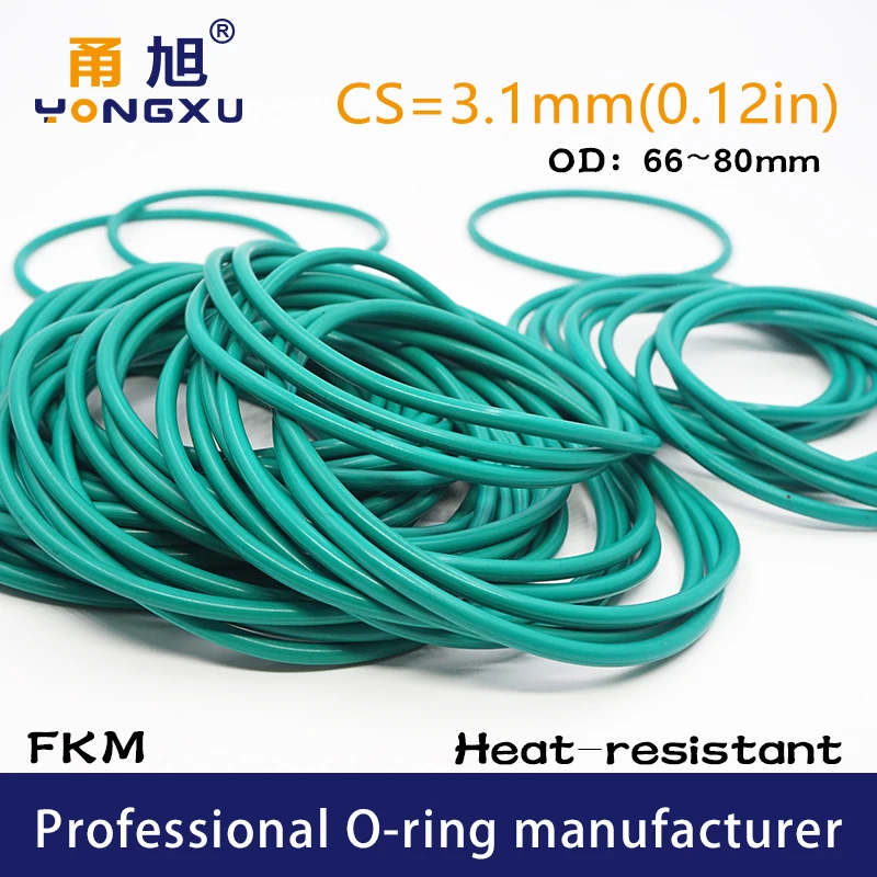 Фторкаучук зеленый ФКМ Oring Seal CS3.1mm OD66/68/70/71/72/73/75/76/78/80*3 1mm ORings уплотнительное кольцо