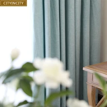 CITYINCITY Solid Plain Curtain For Livingroom Home Decor Darpe Faux linen Curtains For bedroom Rideaux Window Customized