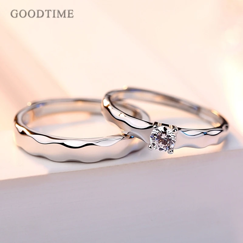Мода, настоящее 925 пробы, серебряные кольца, свадебные, 3А, циркония, кольца для пар, Ювелирное кольцо, подарок на день Святого Валентина, с гравировкой