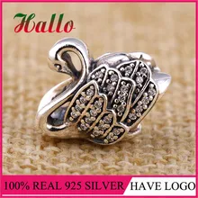 Подвеска из стерлингового серебра 925 пробы, очаровательные лебеди, подходит для браслета perles pour la fabrication de bijoux, Подвески для изготовления ювелирных изделий