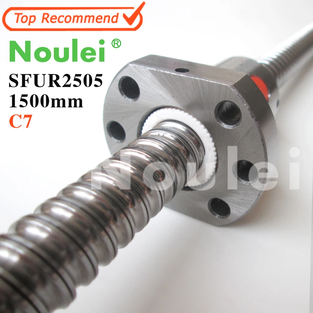 Noulei 2505 C7 1500mm ball screw with SFU2505 5mm lead screw nut of SFU set end machine for high precision CNC kit