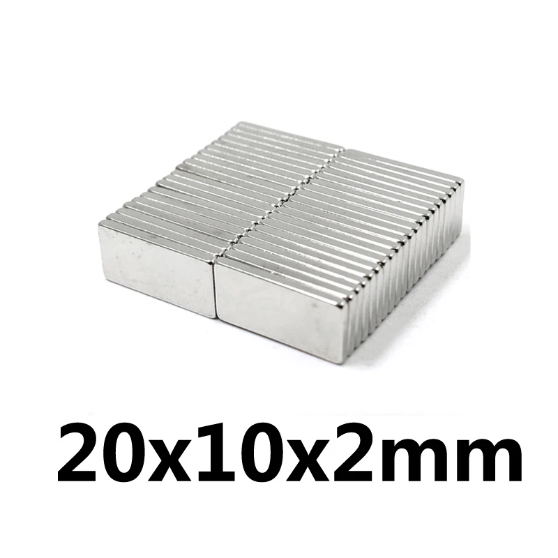 

10/30/50pcs 20mm x 10mm x 2mm 20*10*2 Strong 20x10x2 Block square Magnet Rare Earth Neodymium Powerful Mganets NdFeB Magnetic