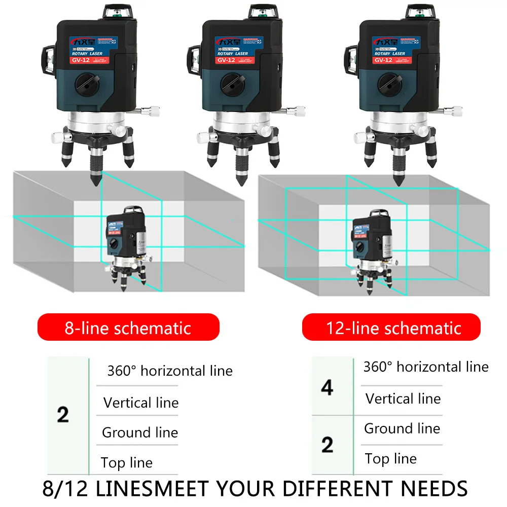 3D 12 линий зеленый лазерный уровень с 4000 mah Батарея 360 Graus лазерный уровень Profissional Livella лазеры строительные инструменты