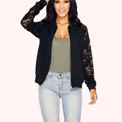 Womens Autumn Jackets Ladies Lace Patchwork Jacket Zipper Front Stand Collar Long Sleeve Basic Jacket Coat Outwear Dropship YJJ1 Womens Autumn Jackets Ladies Lace Patchwork Jacket Zipper Front Stand Collar Long Sleeve Basic Jacket Coat Outwear Dropship YJJ1