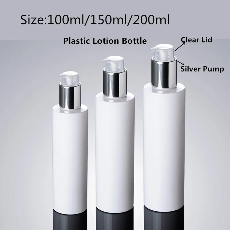 

Wholesale 3ps 100ml 150ml 200ml White Bottle with Lotion Lock Pump Cosmetic Package Lotion Bottle Empty Cosmetic Containers