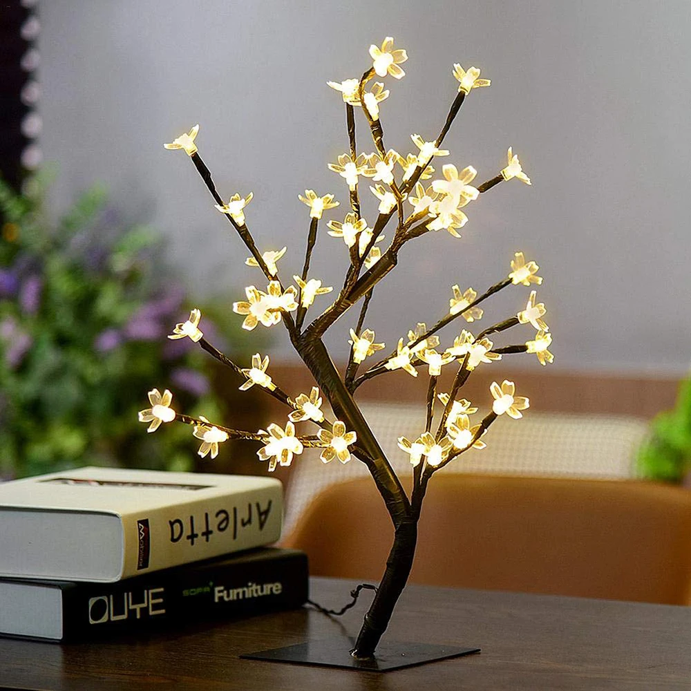 New 24/36/48 leds Cherry Blossom decorative Tree lights Cherry Blossom Desk Top Lamp for Home Festival Party Wedding Christmas