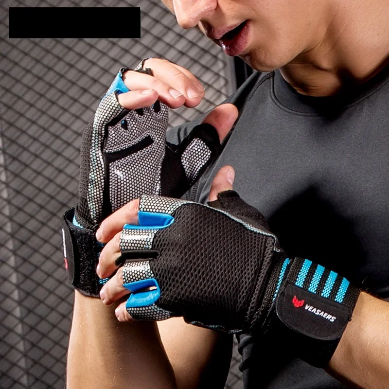 Дышащий тренажерный зал перчатки широкое запястье защиты противоскользящие силикагель Фитнес Спорт Тяжелая атлетика