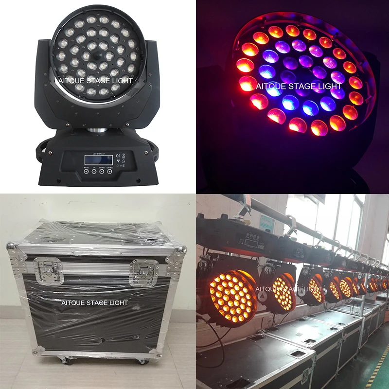 

(Flight Case)Stage lights led moving head 36x10w lyre wash led rgbw moving head circle zoom wash light flight case