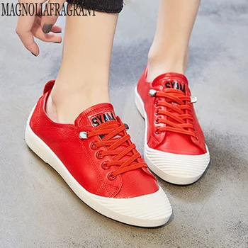 

Genuine Leather Pointed toe Shoes shoes woman For Women Lace-Up Casual Shoes Spring And Autumn Flat Loafers Shoes footwear c696