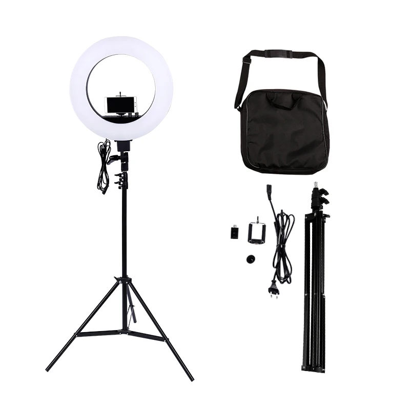 

18" 5500K Dimmable LED Adjustable Ring Light 480 led 5500K Camera Macro Ring Light for Makeup & Beauty Photography/Video Black