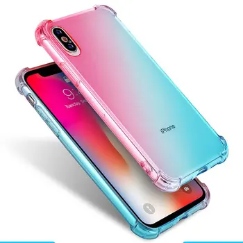

30pcs/lot For iPhone XS Max XR Soft TPU Case Colorful Anti-Shock Gradient TPU Case For iPhone 8 7 Plus 6S Plus