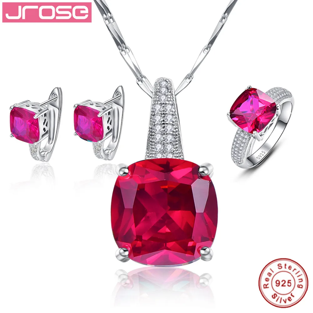 

Jrose Romantic Wedding Jewelry Earrings Stud Chain Necklace & Rings Fine Jewelry 925 Sterling Silver Sets for Women