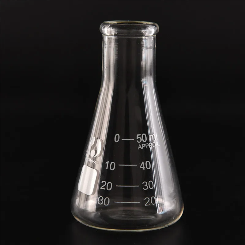 

50ml Flask Clear Lab Conical Flask Glass Scientific Safe Glassware Laboratory School Research Supply Glass Erlenmeyer Flask 50ml