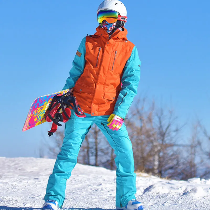 Мужские и женские комплекты для сноуборда, костюм для сноуборда, зимняя Лыжная одежда, лыжный инвентарь, теплые-30, ветронепроницаемые, водонепроницаемые, Rate 10000