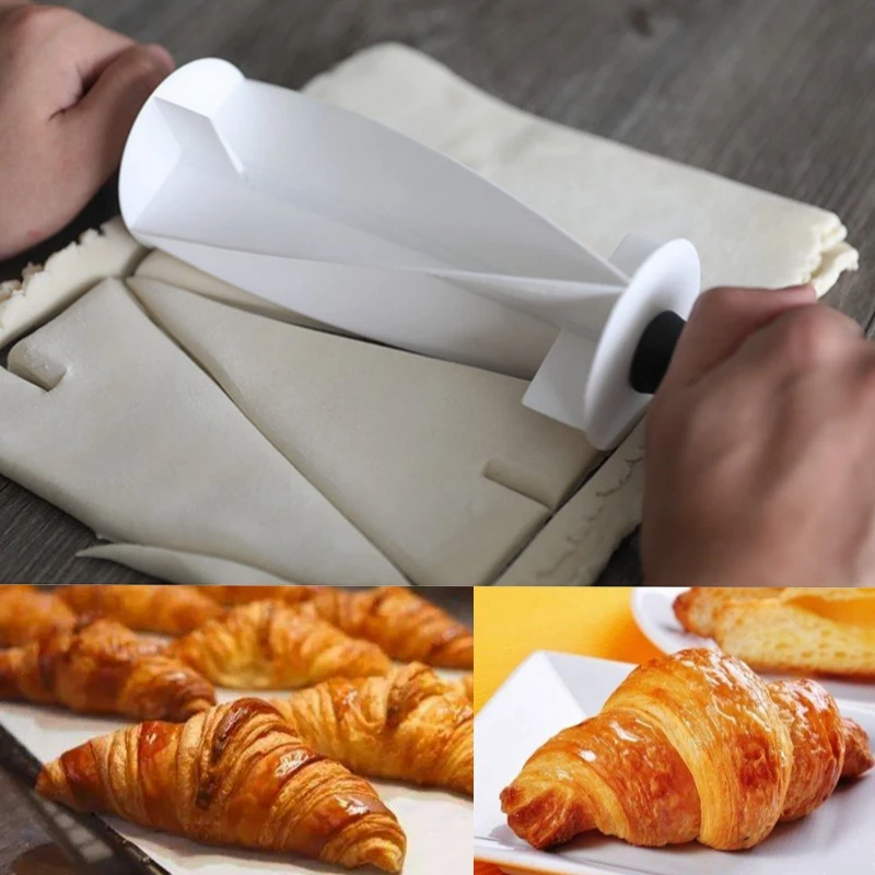 Croissant Rolling Pin Non Stick Cutter Cake Dough Roller Baked Croissants DIY Baking Tools K535