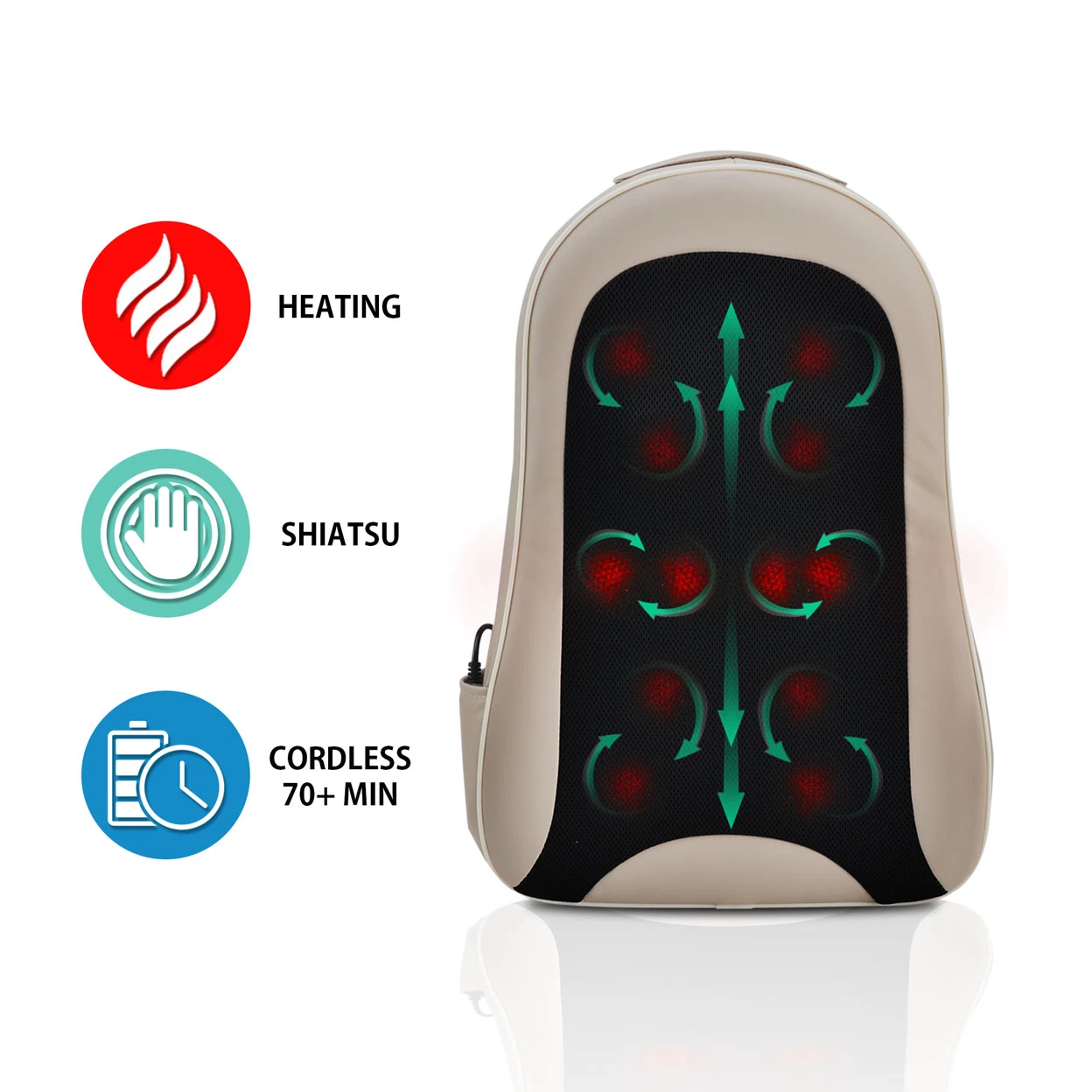 Shiatsu Portable Cordless Back Massage with Heat Deep Kneading Massager Car Seat (1)