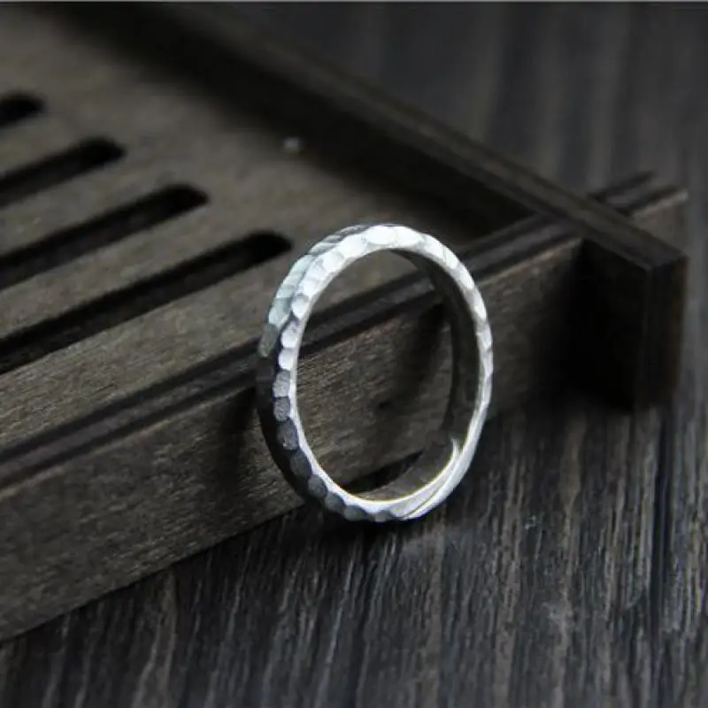 Простое женское Винтажное кольцо ручной работы из чистого серебра 999 пробы