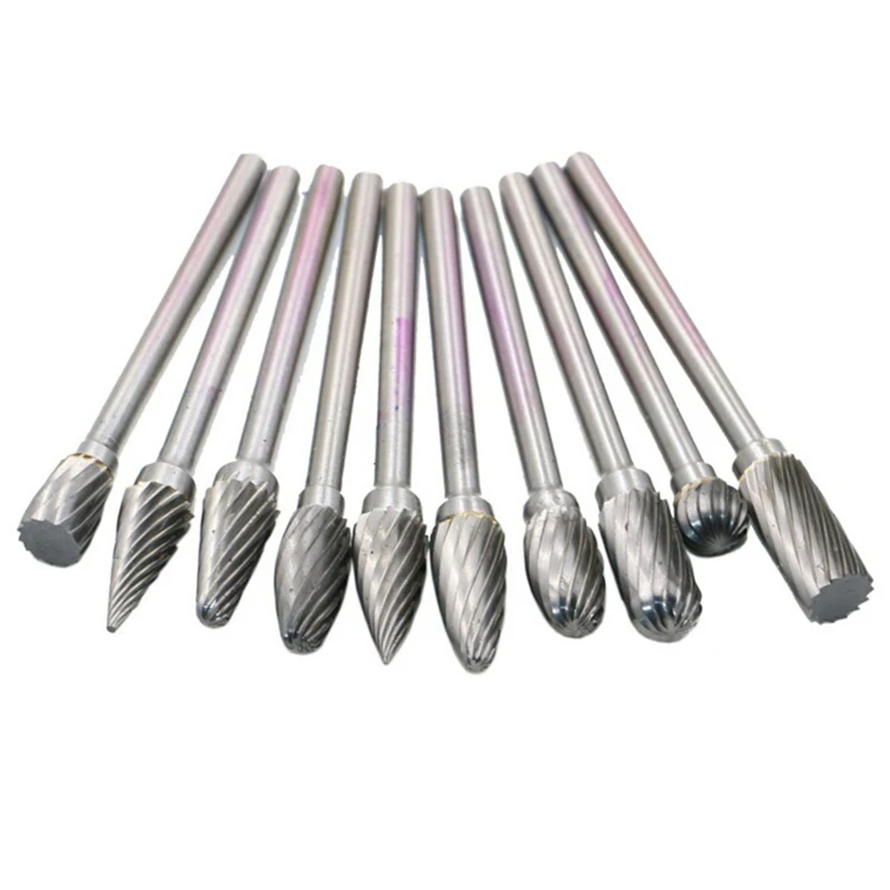 

10pcs Steel Rotary Rasp Files 1/8" Shank Rotary Craft File Rasp Burrs Wood Bit Grinding Power Woodwork Hand Tool Milling Cutter