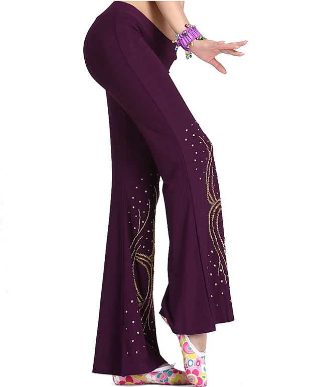 

Girls Belly Dance Dancing Trousers Sequined Yoga Pants Dancewear Beads Embroidery Costume