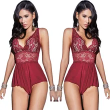 Женское нижнее белье с глубоким v-образным вырезом и открытой спиной, кружевное платье с лямкой на шее, Сексуальное эротическое белье, размер вилки
