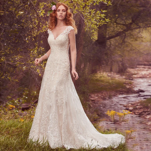 Plus Size Keyhole Back Wedding Dress