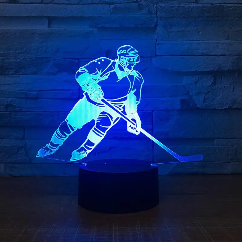 Hockey Colorful Acrylic Night Lamp Led Atmosphere Bedside Decoration
