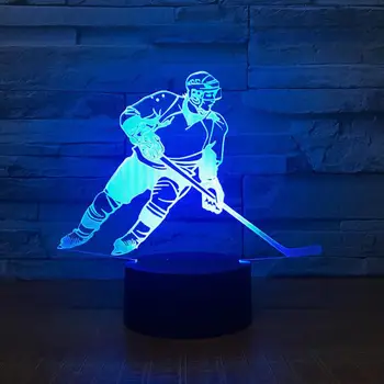 

Hockey Colorful Acrylic Night Lamp Led Atmosphere Bedside Decoration Led Usb 3d Lamp Custom Ice Hockey 3d Light Fixtures
