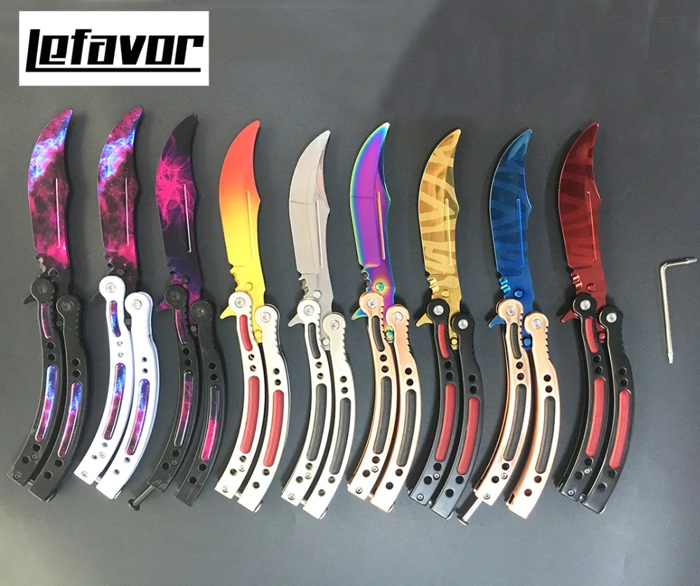 CS GO butterfly in knife butterfly training knife stainless steel Karambit folding knife blade gift+screwdriver many styleS