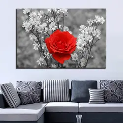 Домашний декор холст масляная живопись топ-номинальная 1 панель/шт. красный цветок модульные картины в рамах стены для гостиной