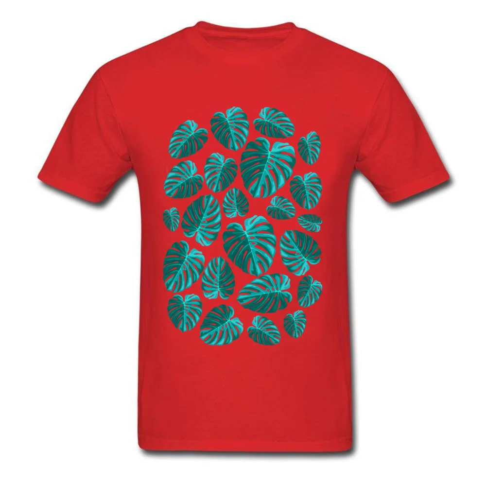 Tropical Leaf Monstera Plant Pattern T-shirts New Fashion Mens Lovers Day Tops Tees Personalized Sweatshirts O-Neck Pure Cotton Tropical Leaf Monstera Plant Pattern red