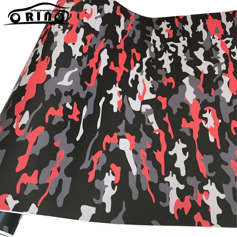 Black Red Camouflage Vinyl Film