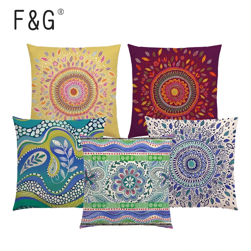 Fodera Per Cuscino Floreale Colorato Graffiti Motivo Paisley Colorato Mandola Stampato Divano Auto Decorazione Della Casa Federe Da Tiro
