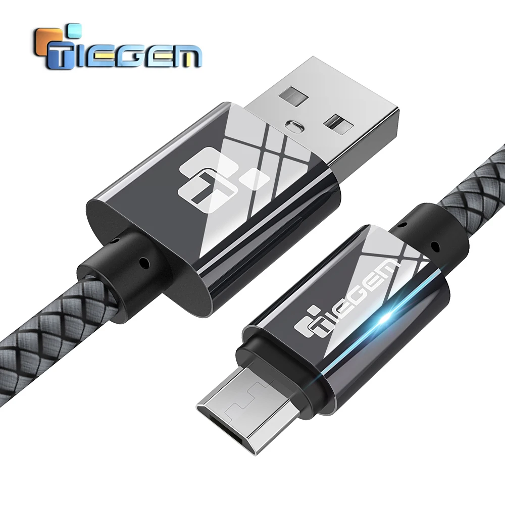 TIEGEM المصغّر USB كابل 2A سريع شاحن USB كابل بيانات الهاتف المحمول كابل شحن سامسونج Xiaomi هواوي الروبوت اللوحي كابل