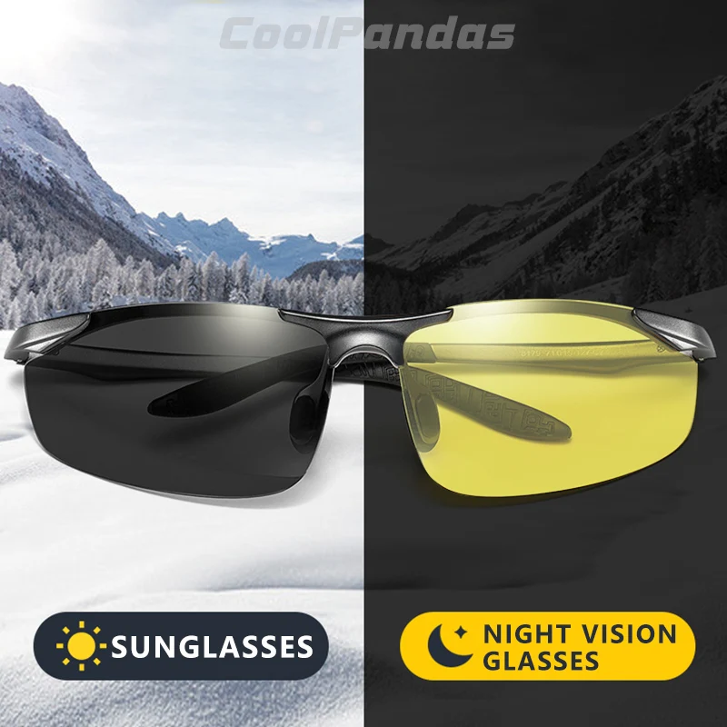 Skup Aluminium magnezu okulary przeciwsłoneczne fotochromowe polaryzacyjne mężczyźni okulary do jazdy dzień noktowizor kierowcy gogle óculos De Sol Masculino