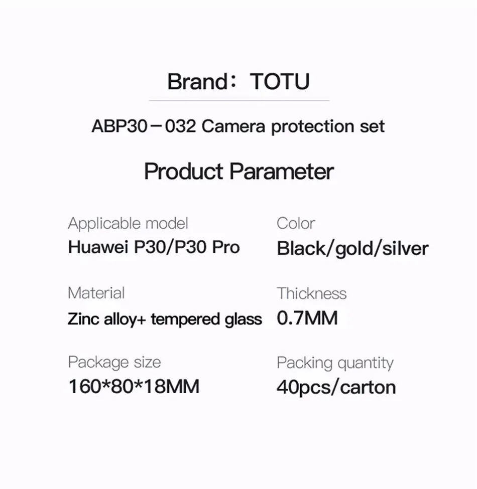Защитная пленка для объектива камеры TOTU для huawei P30 Pro, металлическая задняя пленка из закаленного стекла для huawei P 30 Lite, защитное кольцо