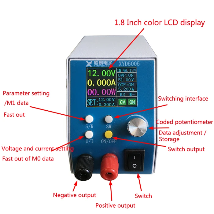 DC DC Adjustable Digital Buck Power Supply 6~55v 5A high precision 0.01V 0.001A Regulated Voltmeter ammeter