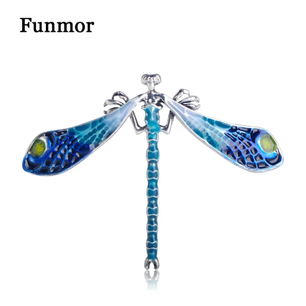 

Funmor Vivid Enamel Blue Dragonfly Brooches Gold Color Women Men Suit Dress Wing Insect Hijab Pin Vivid Animal Sweater Brooch