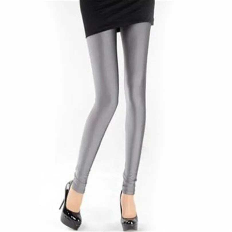Heißer Verkauf Leggings 2019 Frauen Einfarbig Fluoreszierende Shiny Hose Leggings Große Größe Spandex Shinny Elastizität Casual Hosen