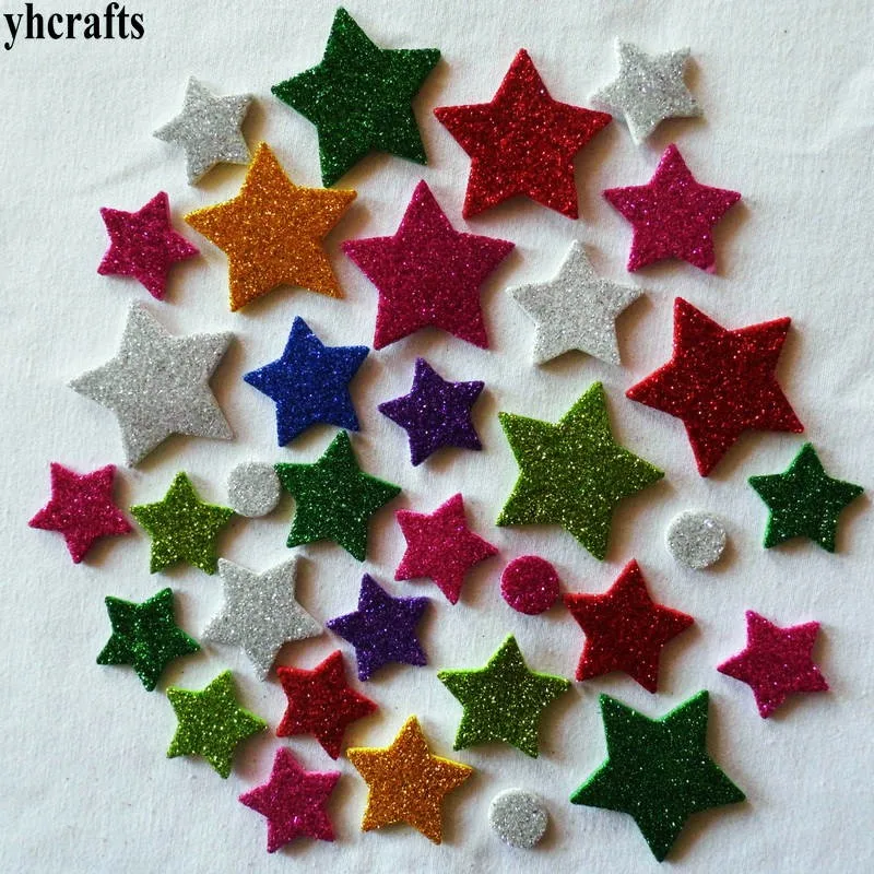 1 пакет/Лот. 5 мм круглые мозаичные поролоновые наклейки головоломки игры для детского сада искусство и ремесло diy игрушки цветные Обучающие подарки на день рождения ручной работы - Цвет: 40PCS glitter star
